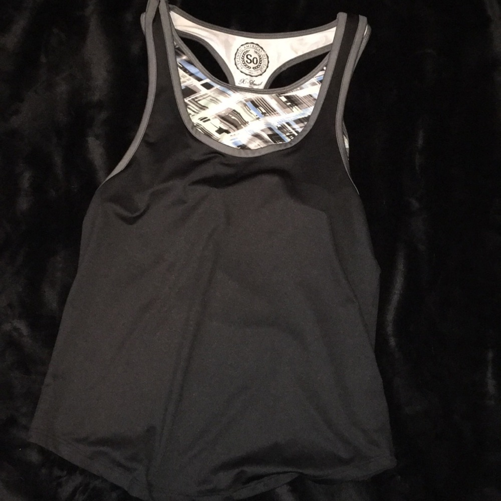 Black and gray workout tank top